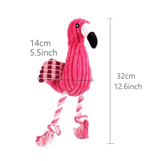 Cute Flamingo Plush Dog Toys Funny Interactive Squeaky Chew Ropes Toys for Small Large Pets Teeth Cleaning Supplies